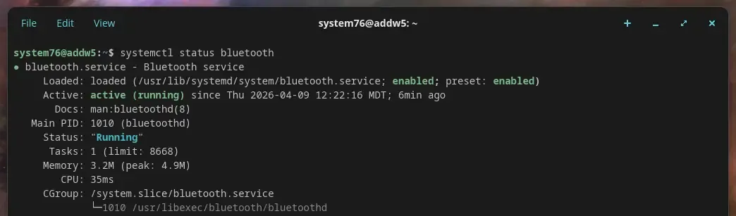 bluetooth status systemd