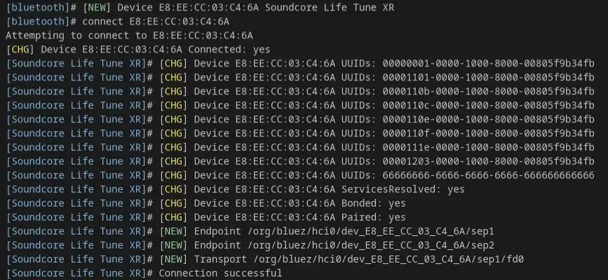 bluetootctl trusting & connecting to a device