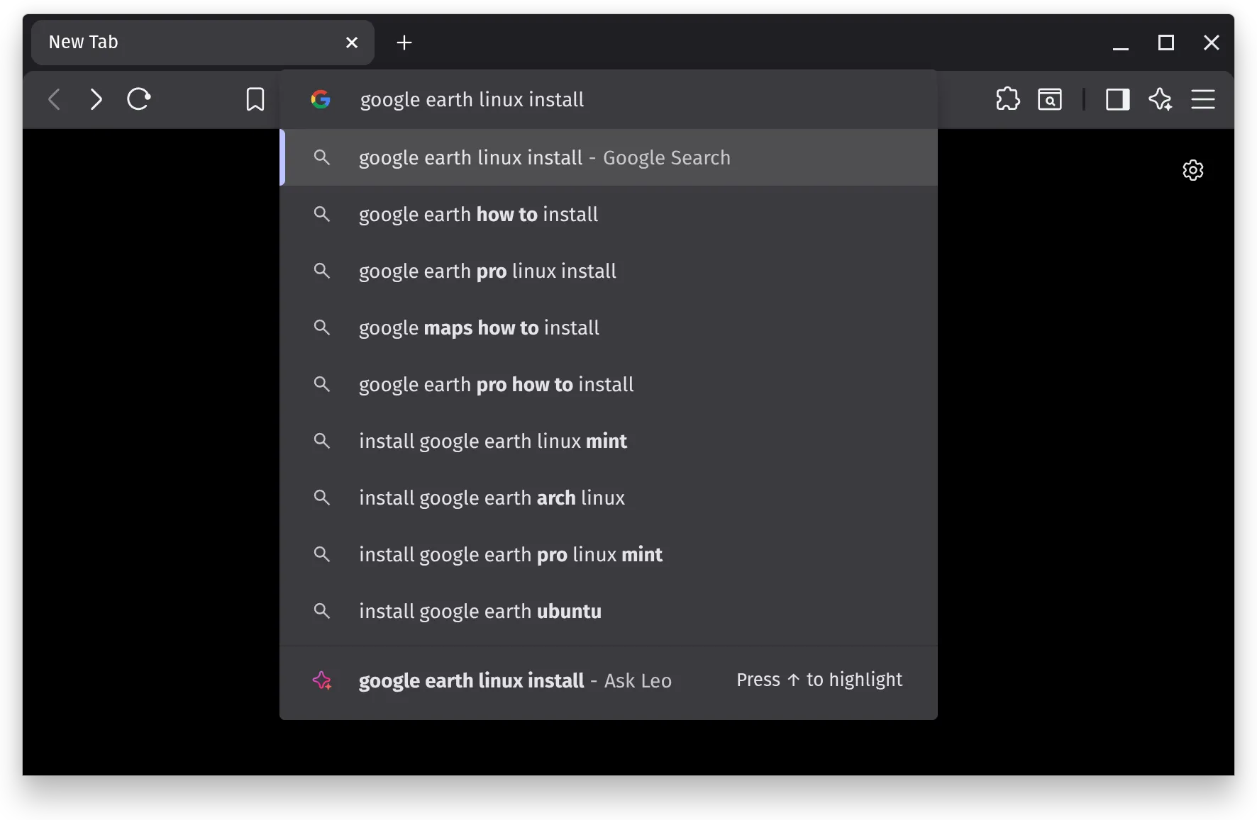 Pop!_OS 22.04 browser search