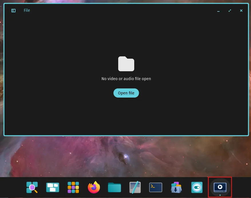 COSMIC Media Player accessible by searching applications for Media Player