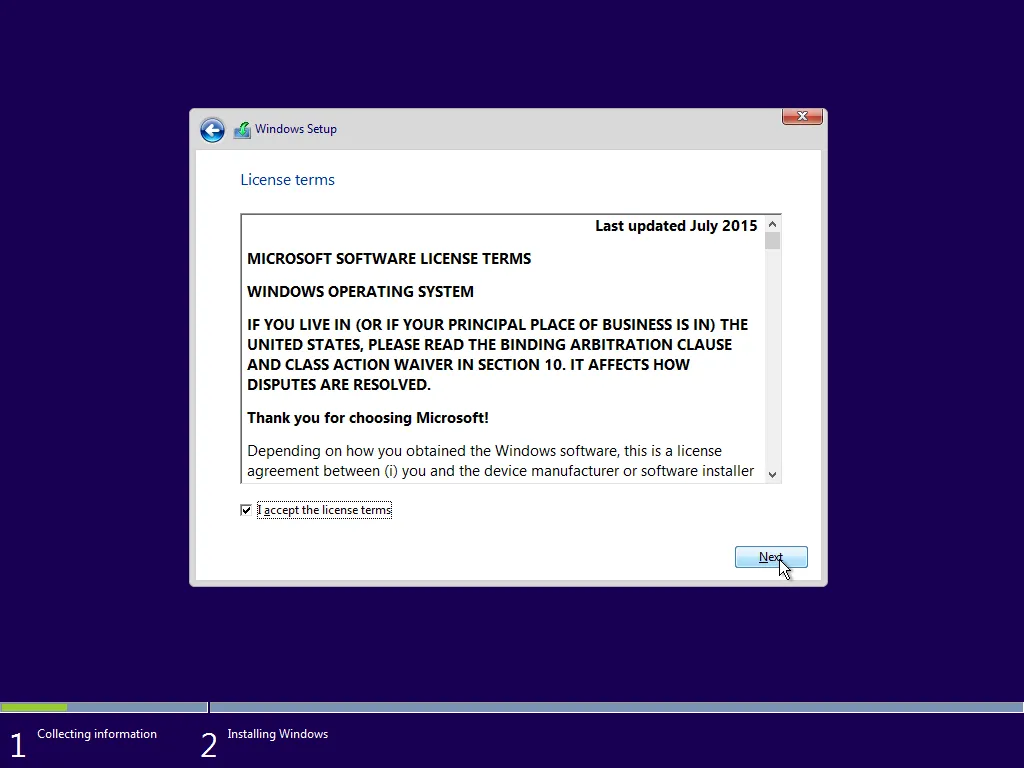 Accept the EULA