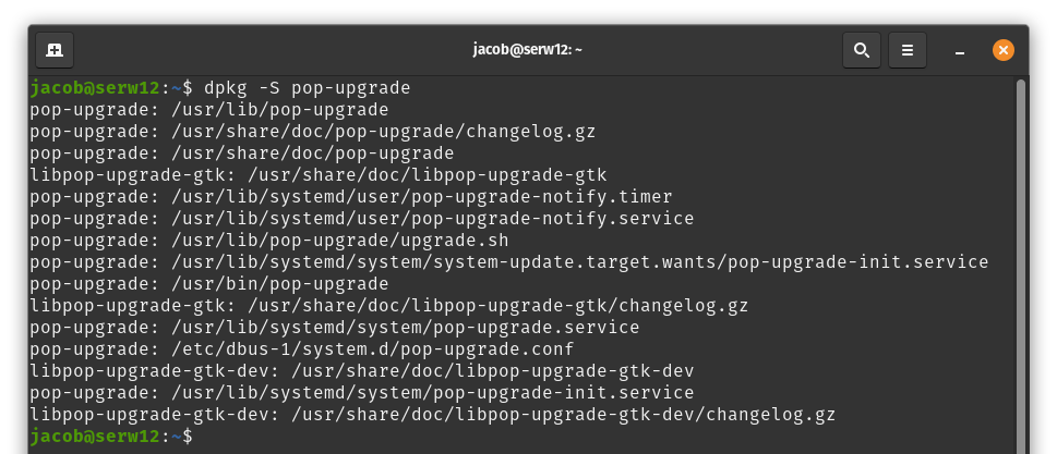 dpkg -S output