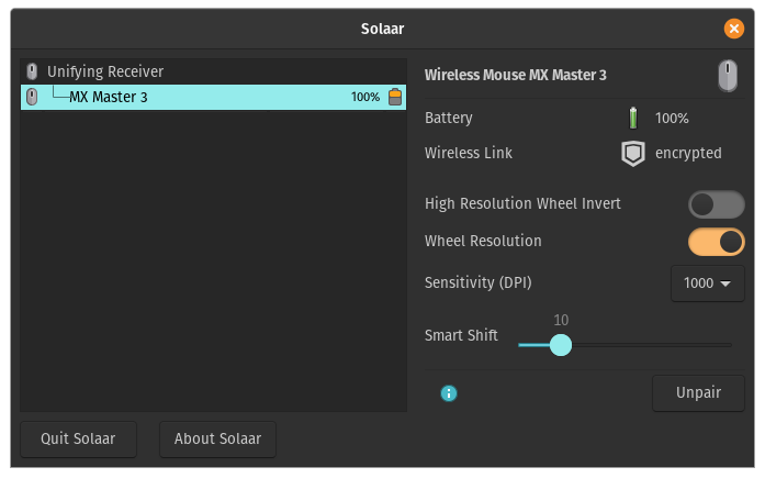 Solaar Main Window