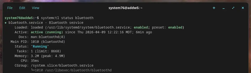 bluetooth status systemd