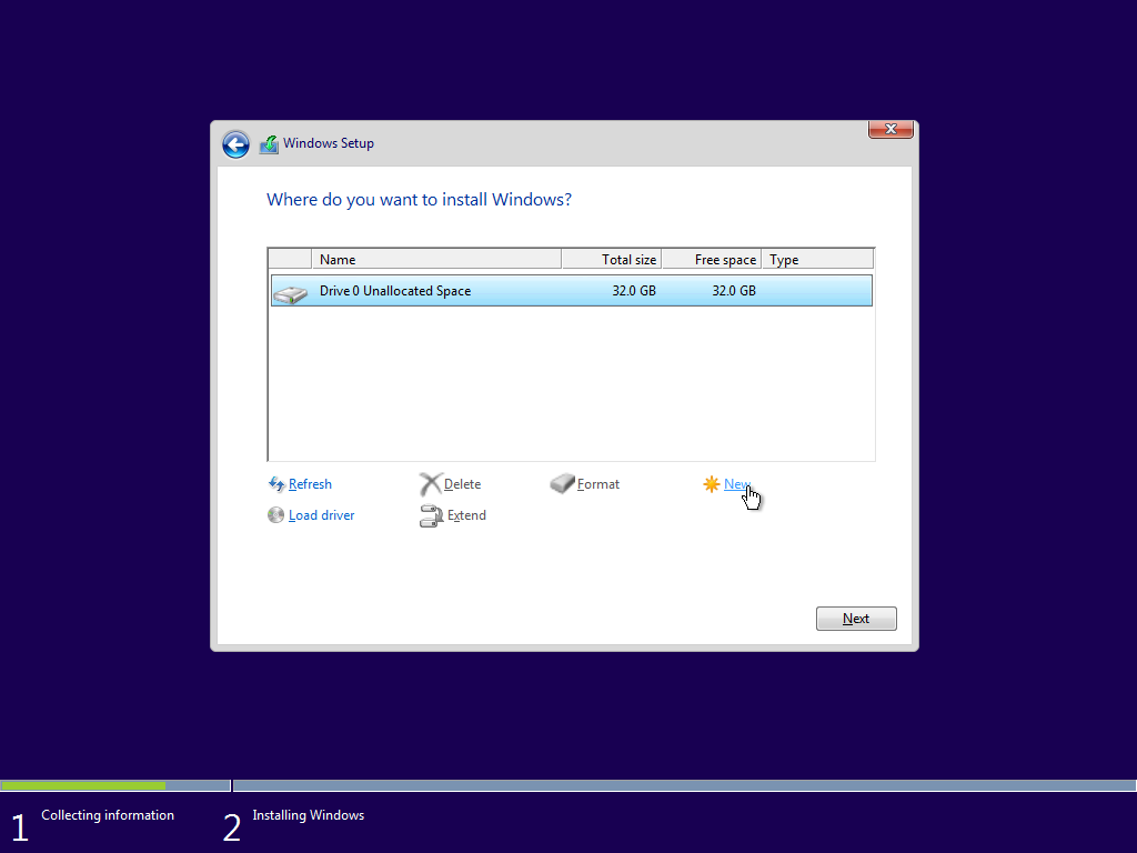 Selecting Partition 2 for installation