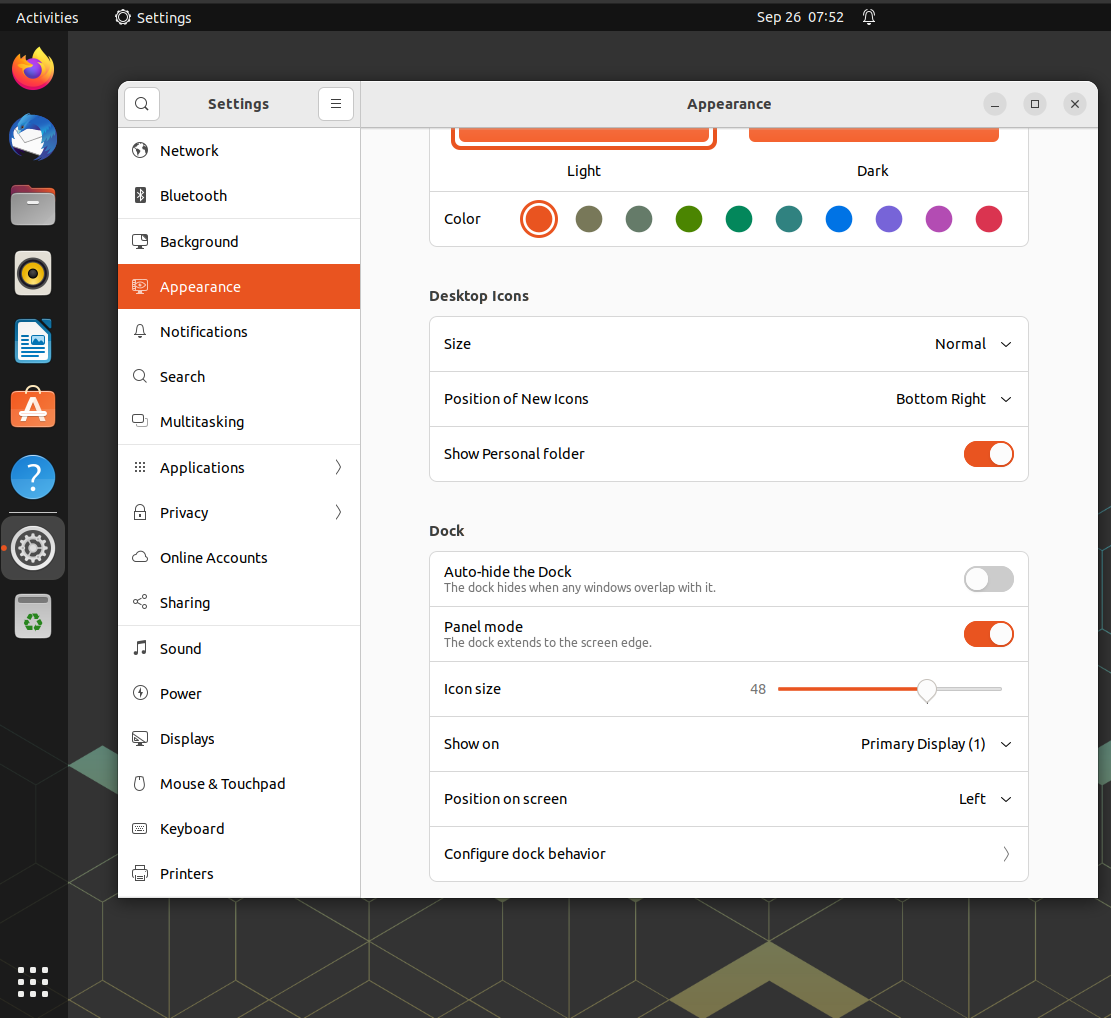 Stock Ubuntu Dock