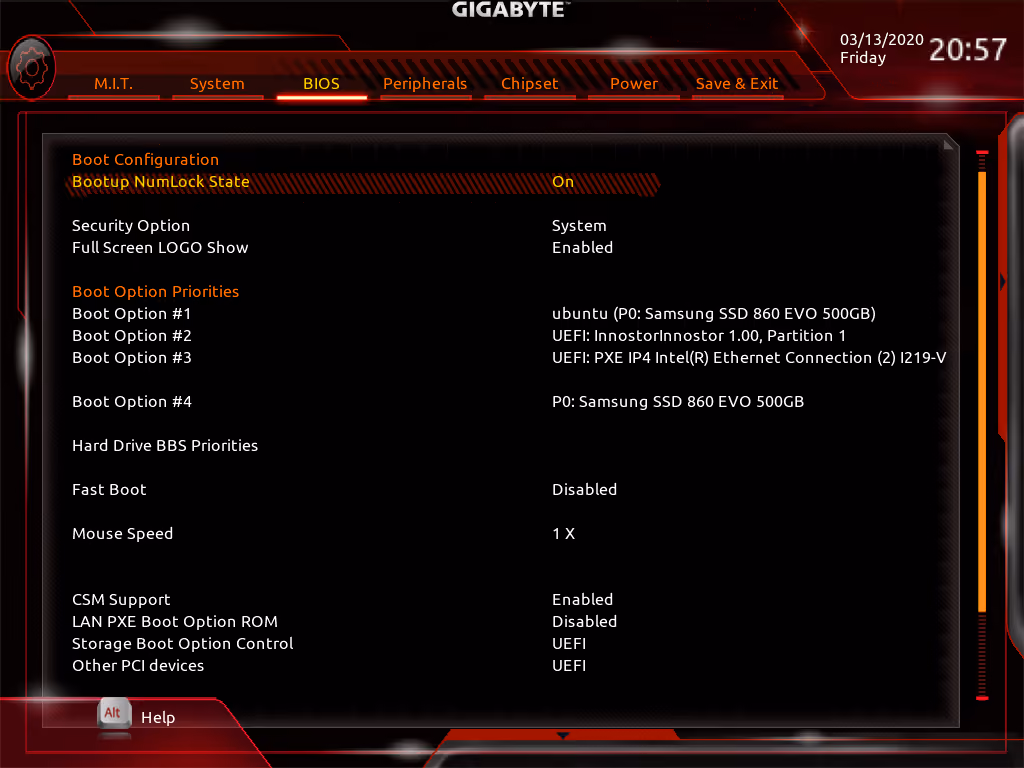 BIOS boot summary