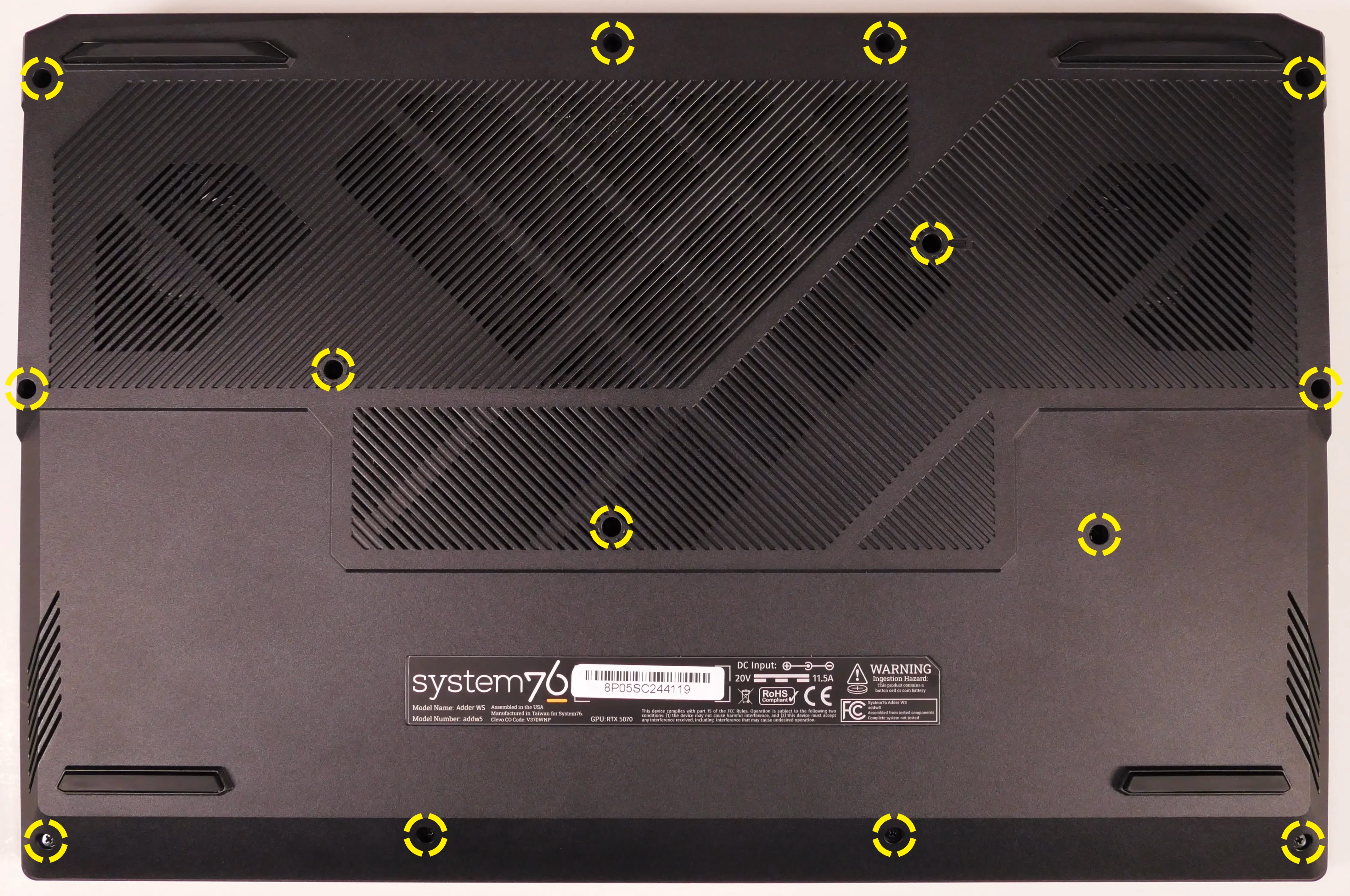 Bottom panel screws (17”)