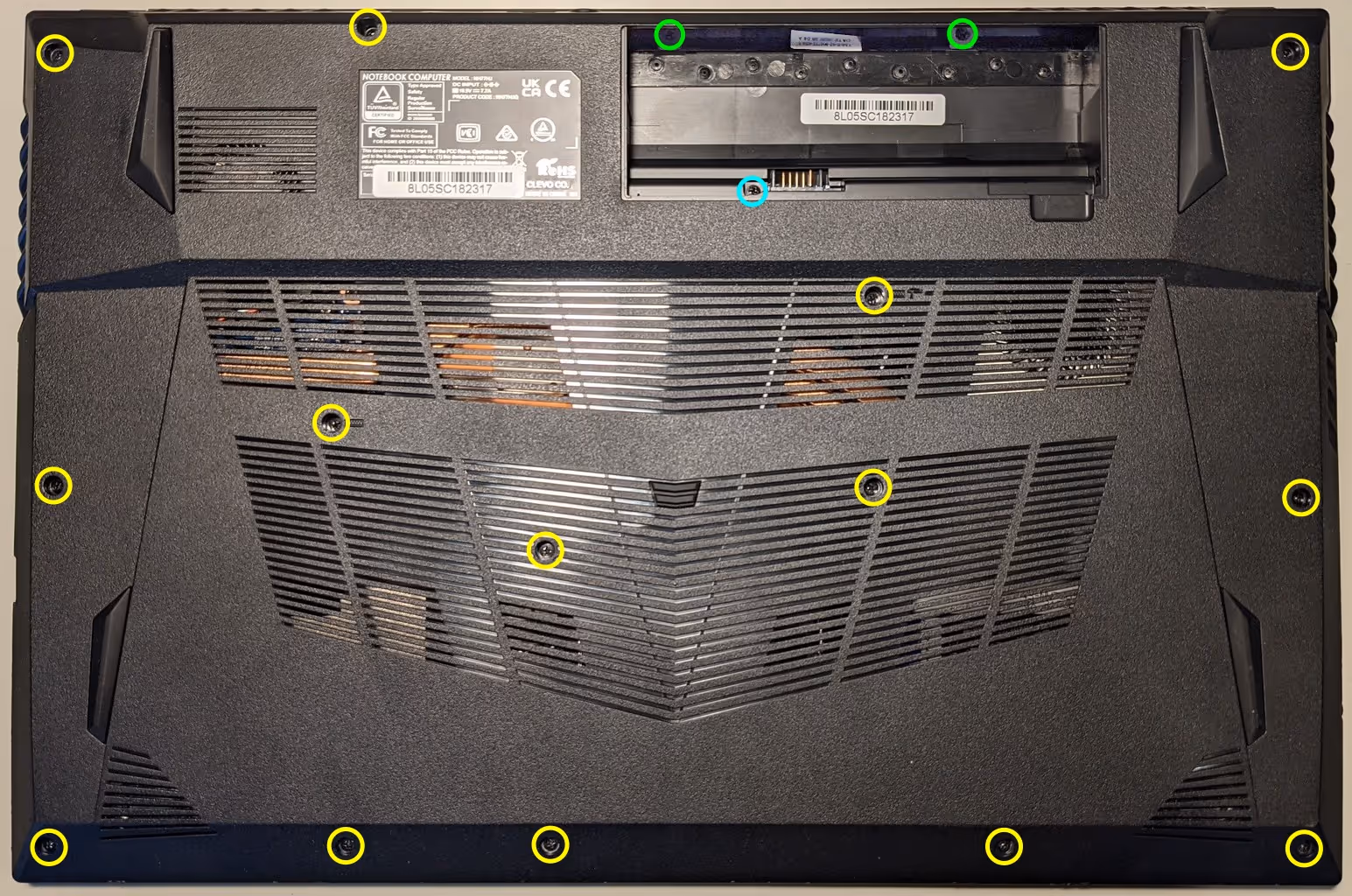 17” bottom panel screws