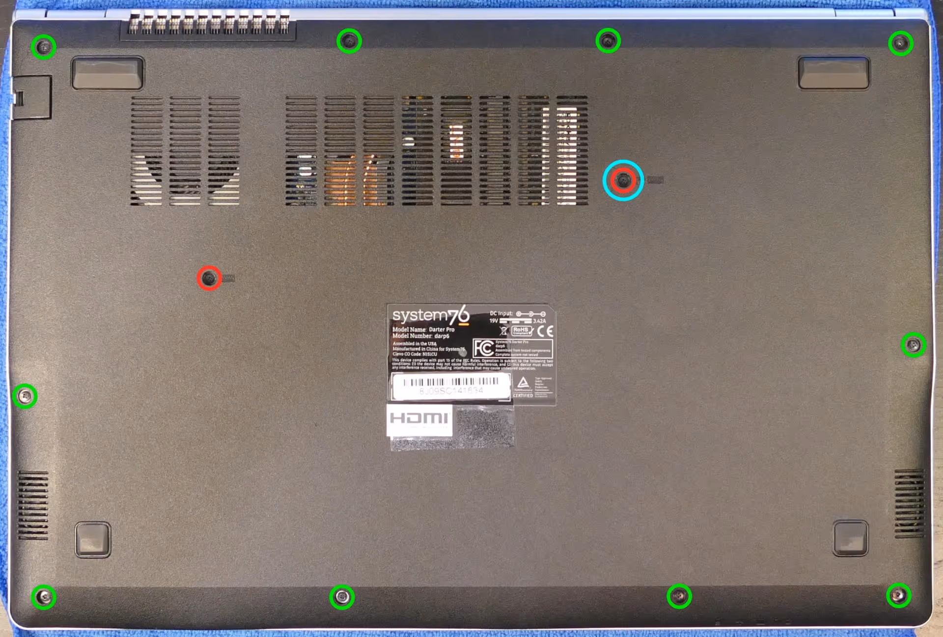 Bottom panel screws