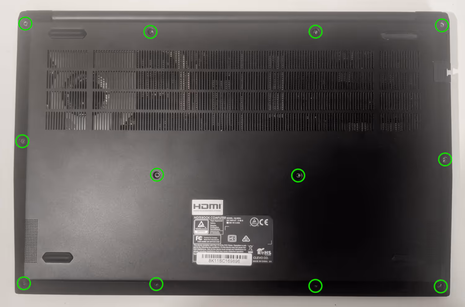 Bottom panel screws
