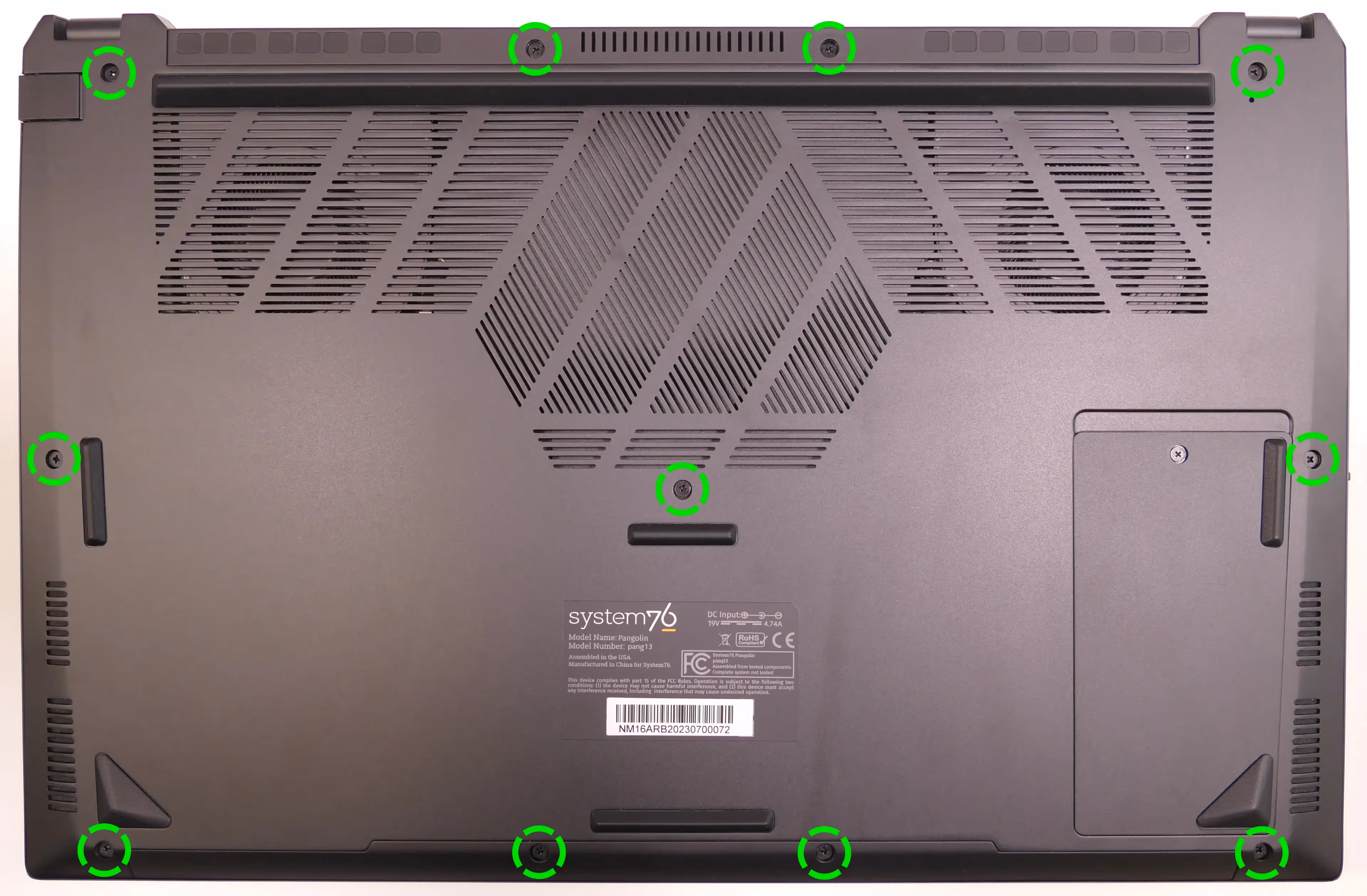 Bottom panel screws