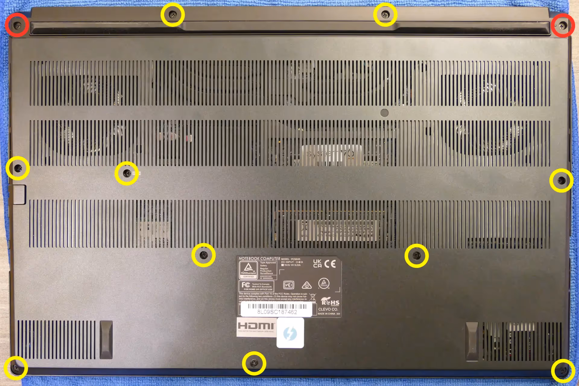 Bottom panel screws