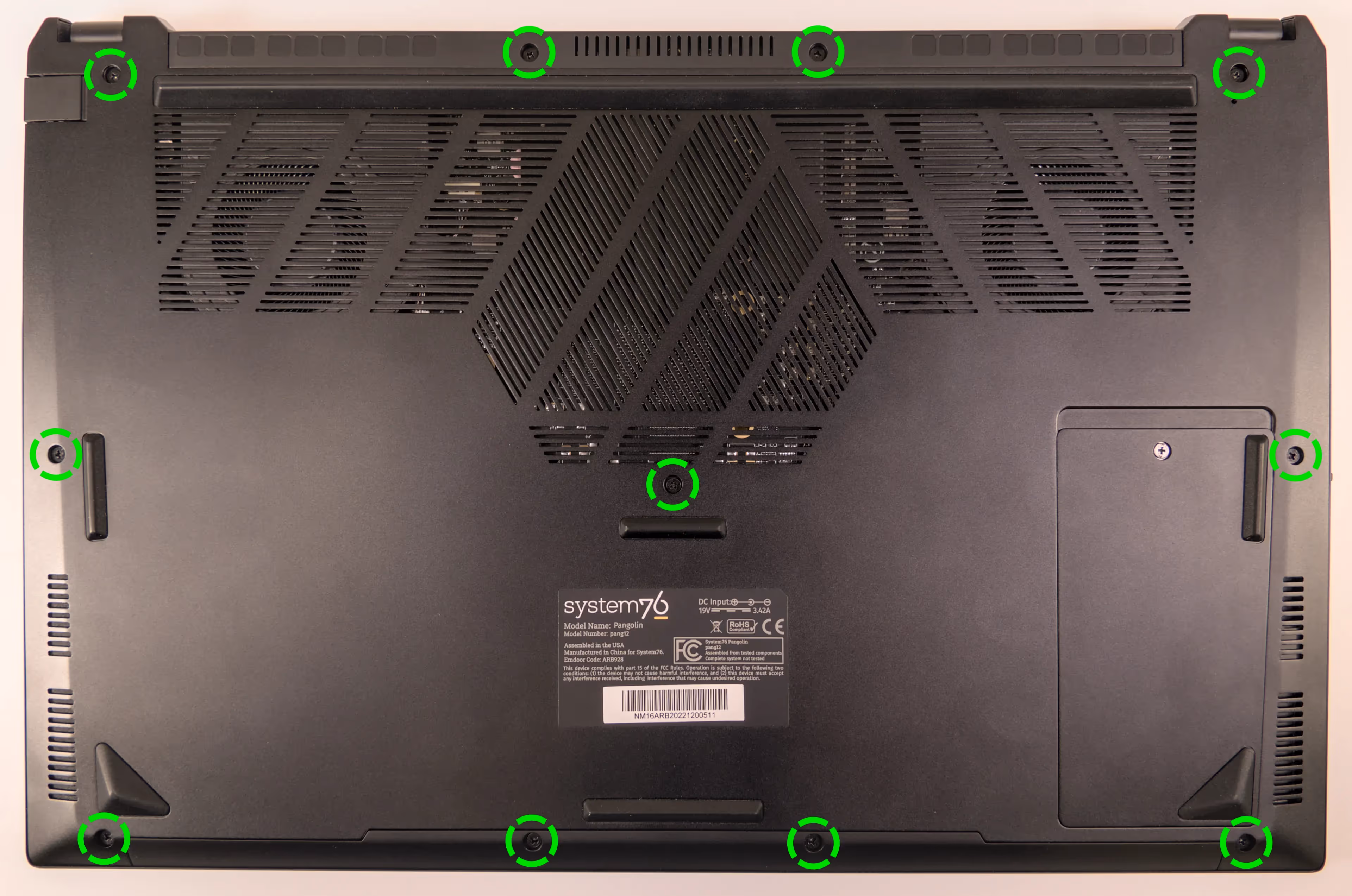 Bottom panel screws