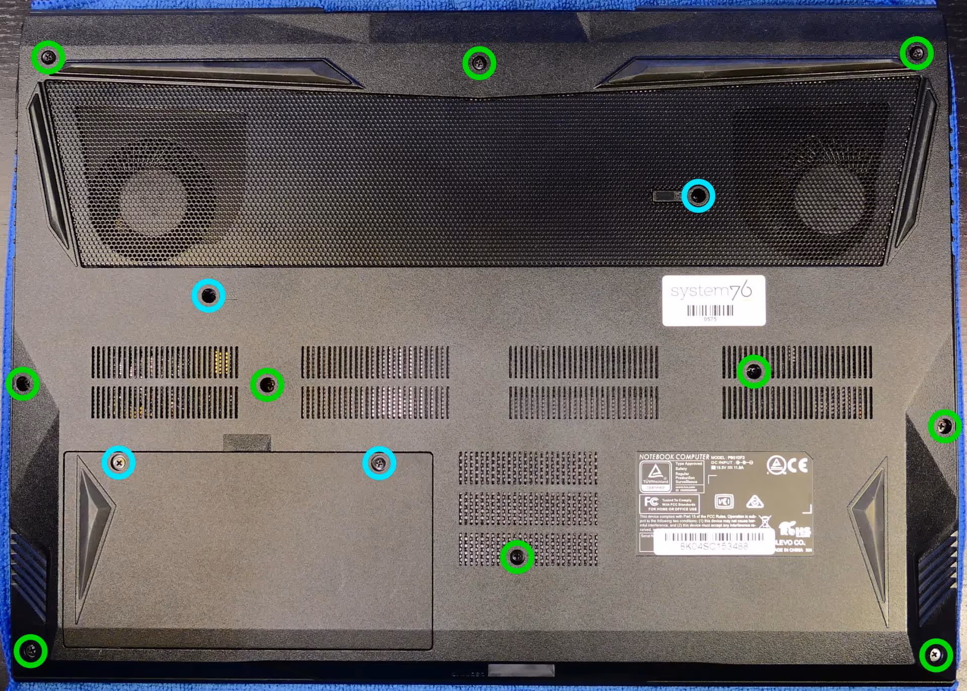Bottom panel screws