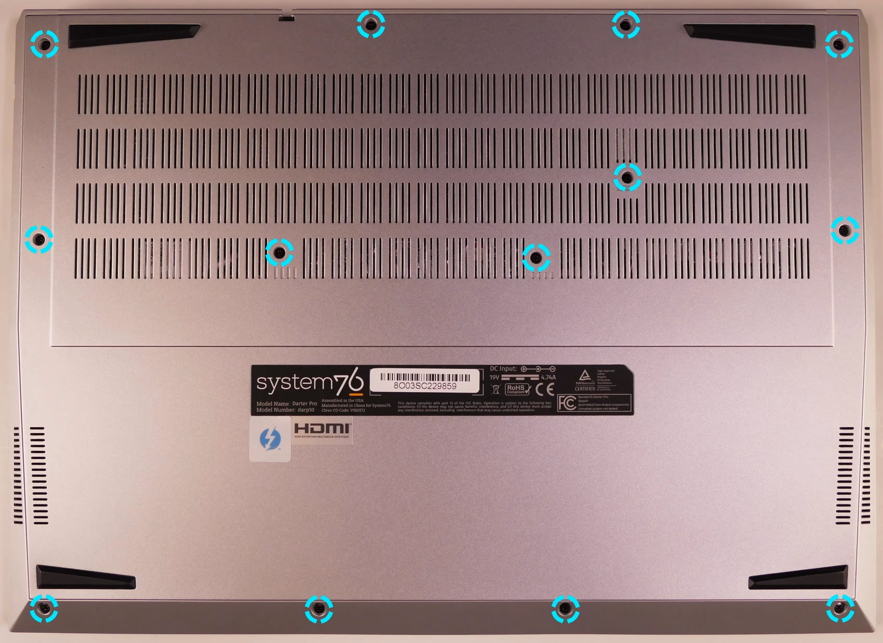 Bottom panel screws (darp10, 16”)