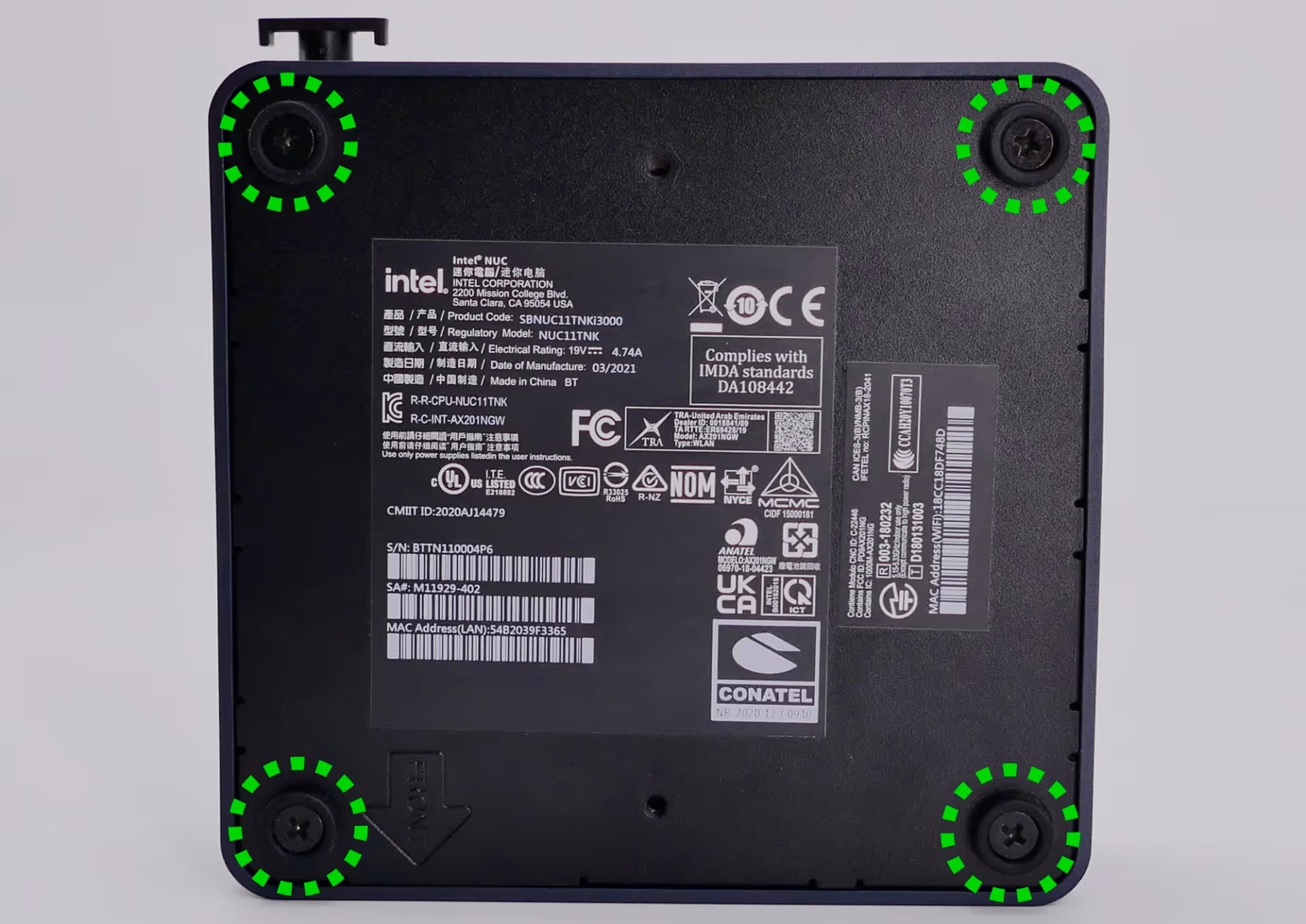 Bottom panel screws