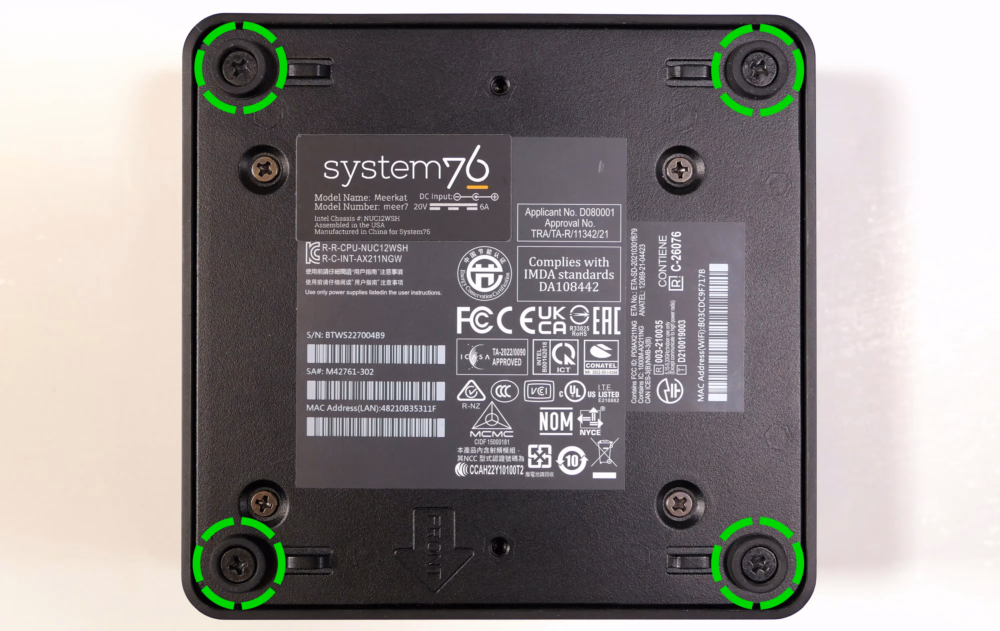 Bottom panel screws