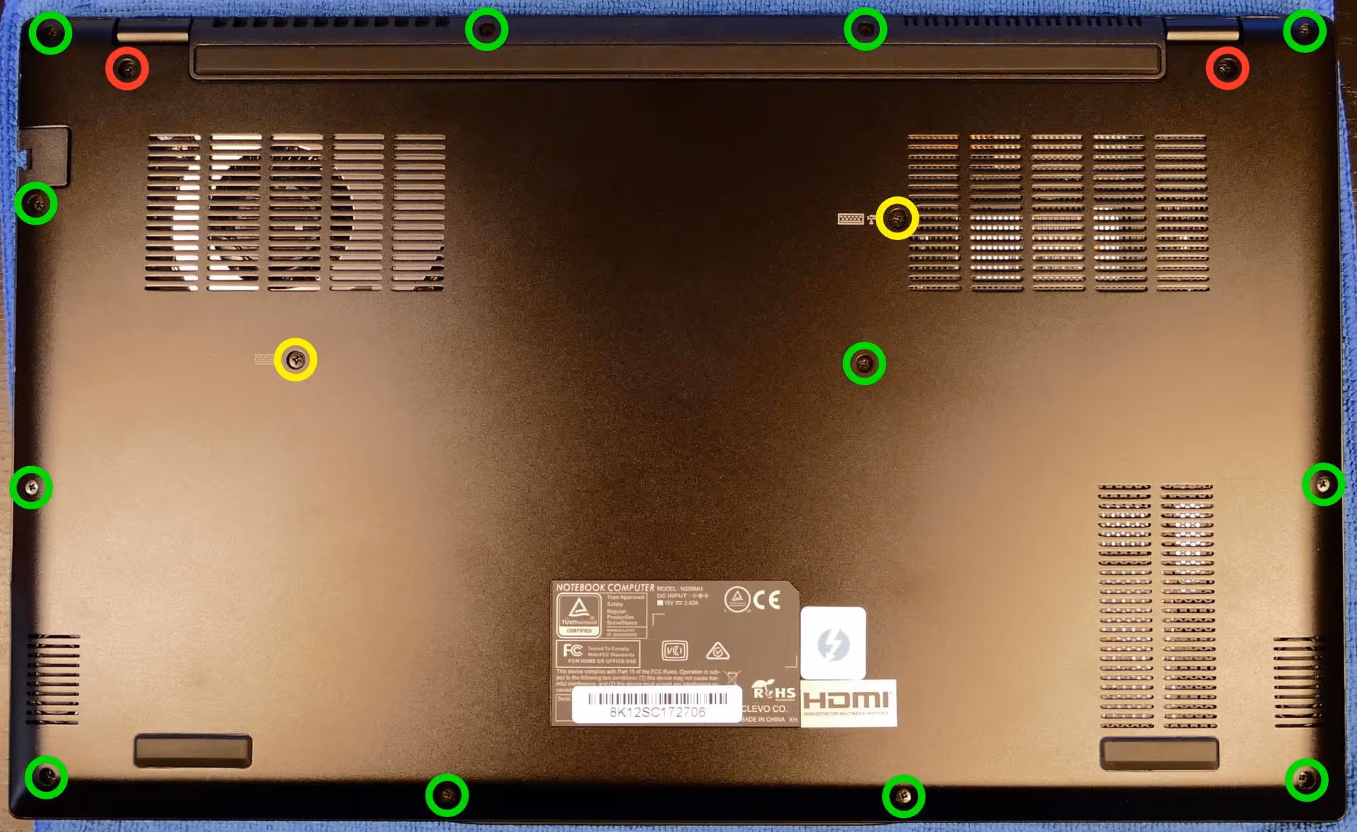 Bottom panel screws