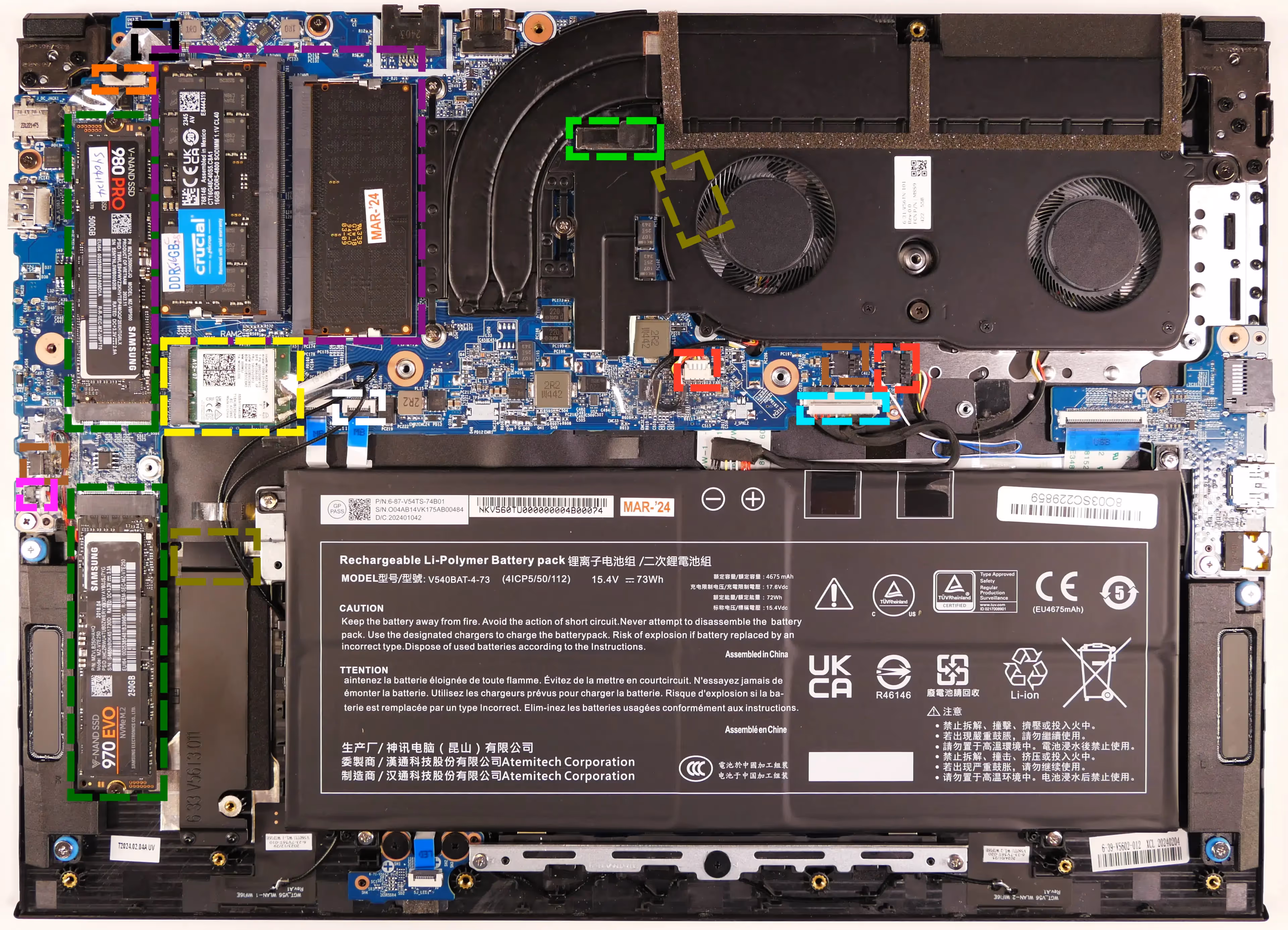 Under-Keyboard Connectors (16”)