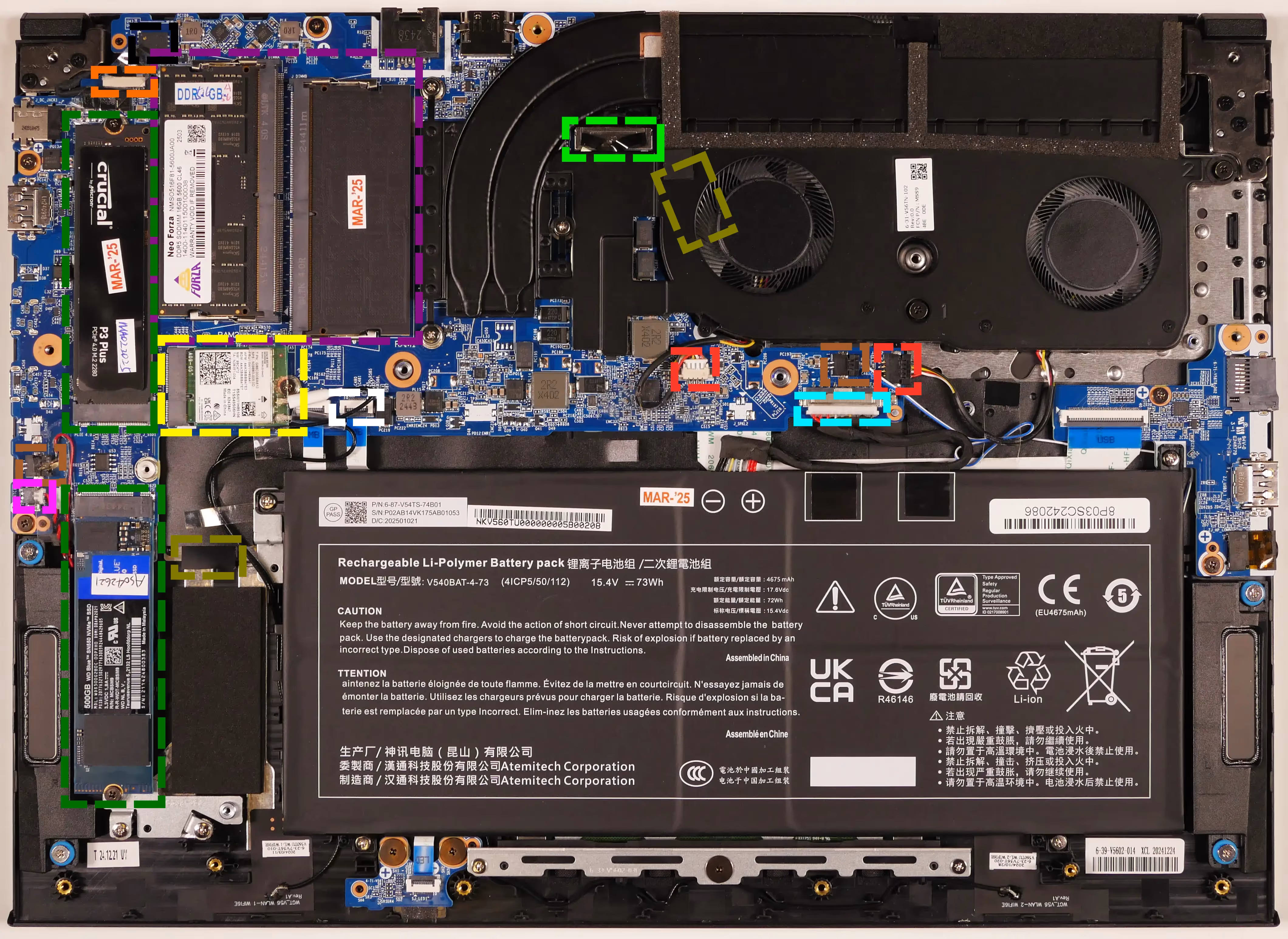 Under-Keyboard Connectors (16”)