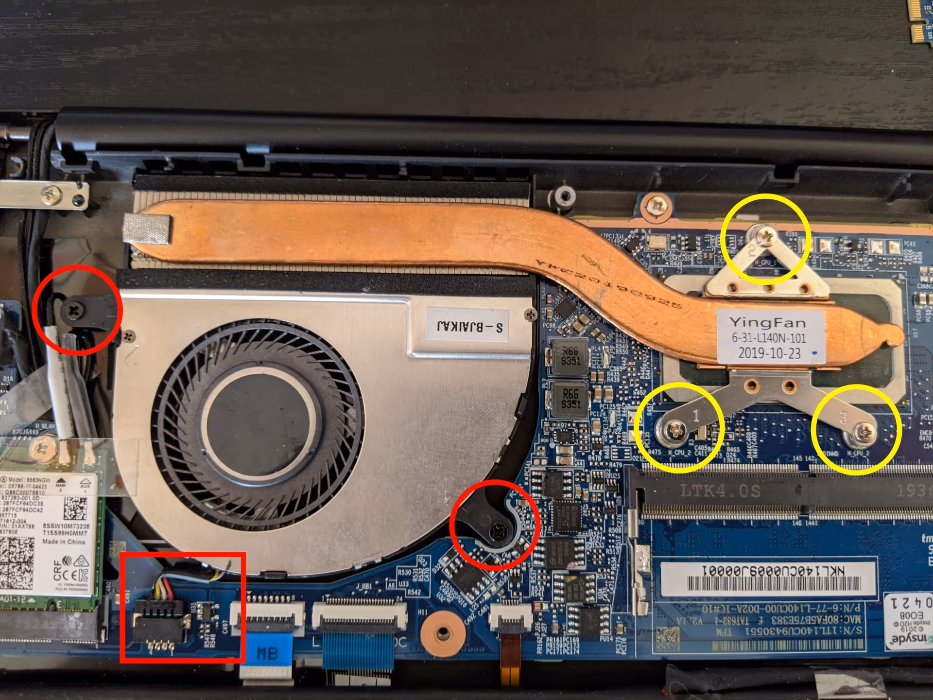 Heatsink/fan screws