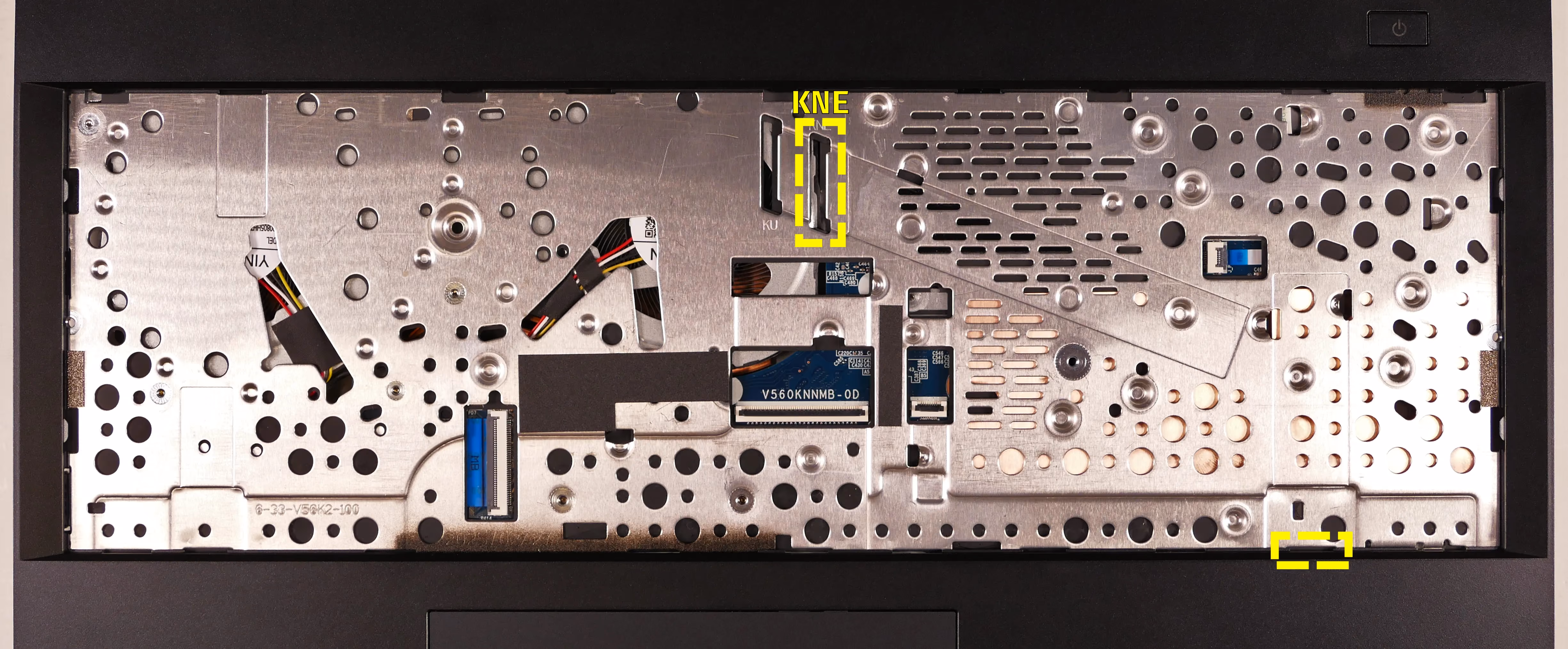 Keyboard adhesive slots