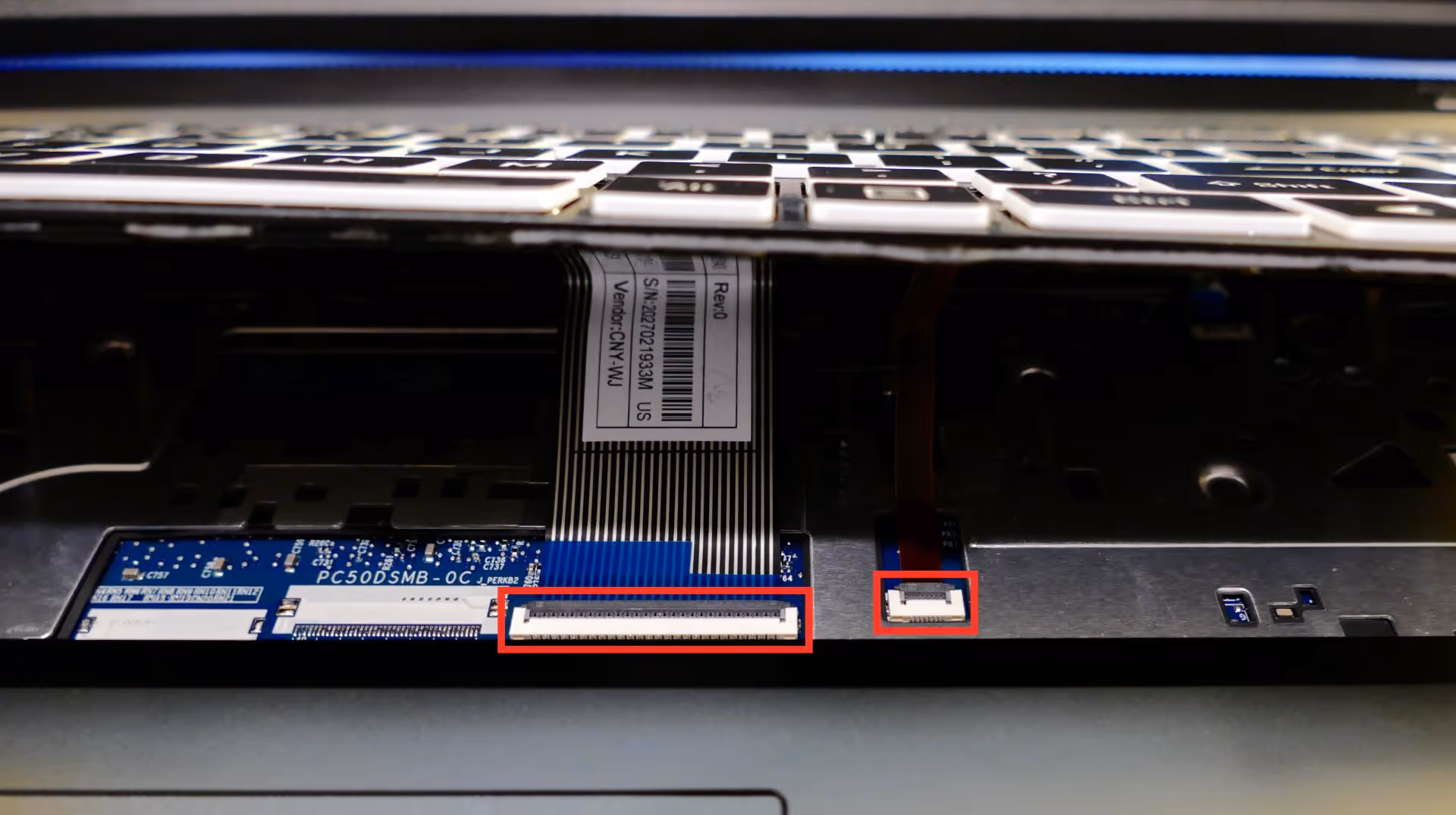 Keyboard ribbon connectors