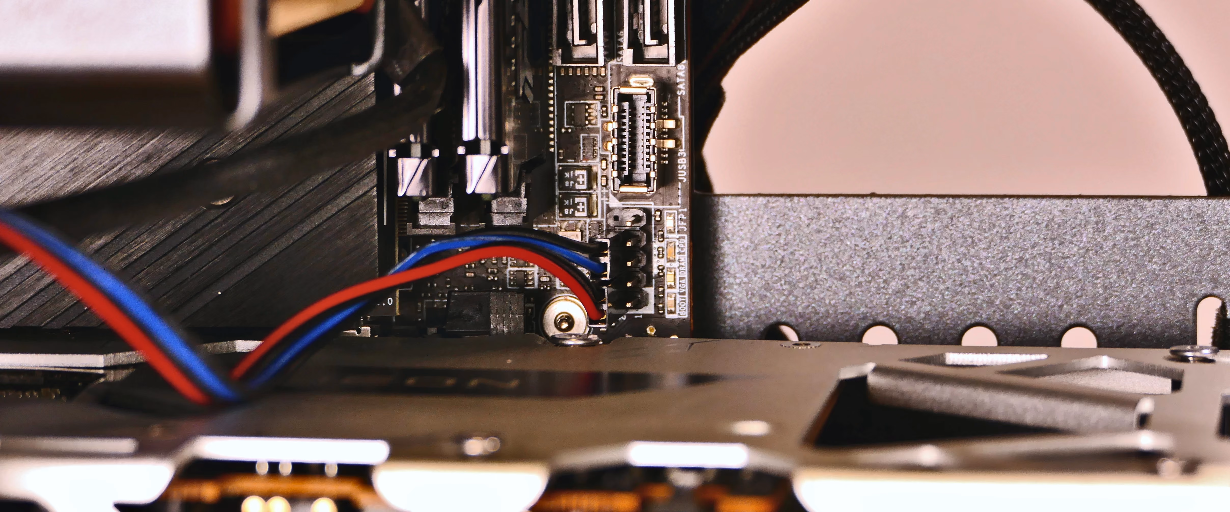 Power LED & power switch headers on motherboard