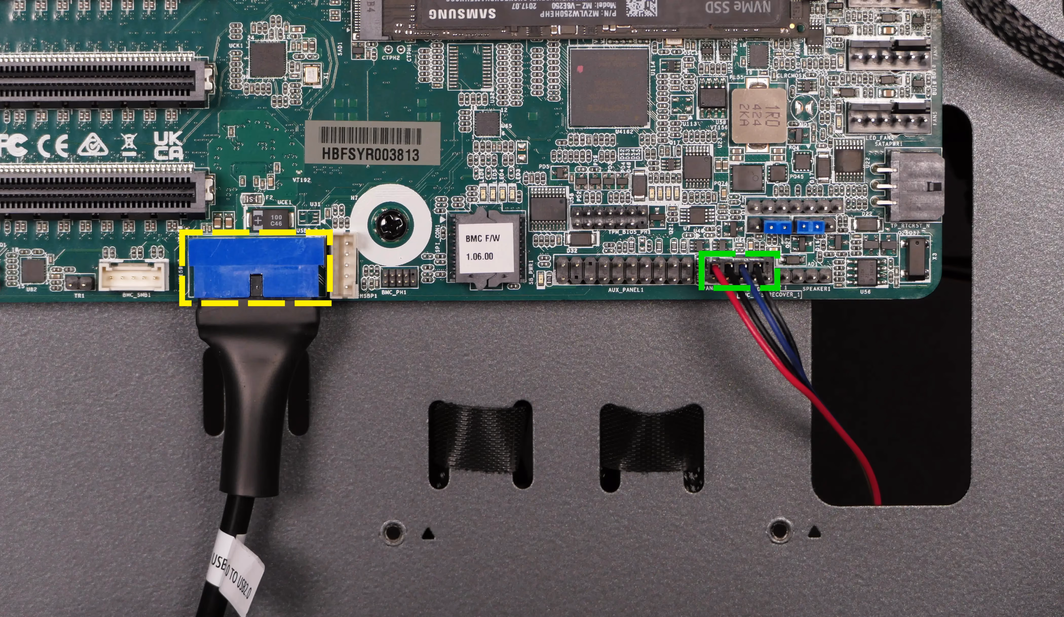 Motherboard power button & USB headers