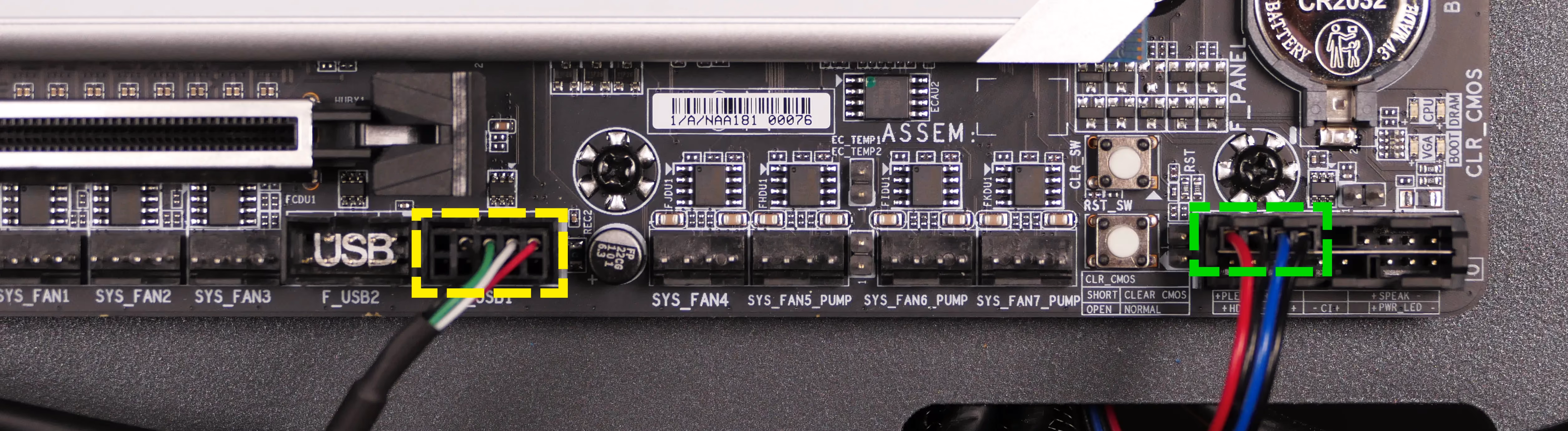 Motherboard power button & USB headers