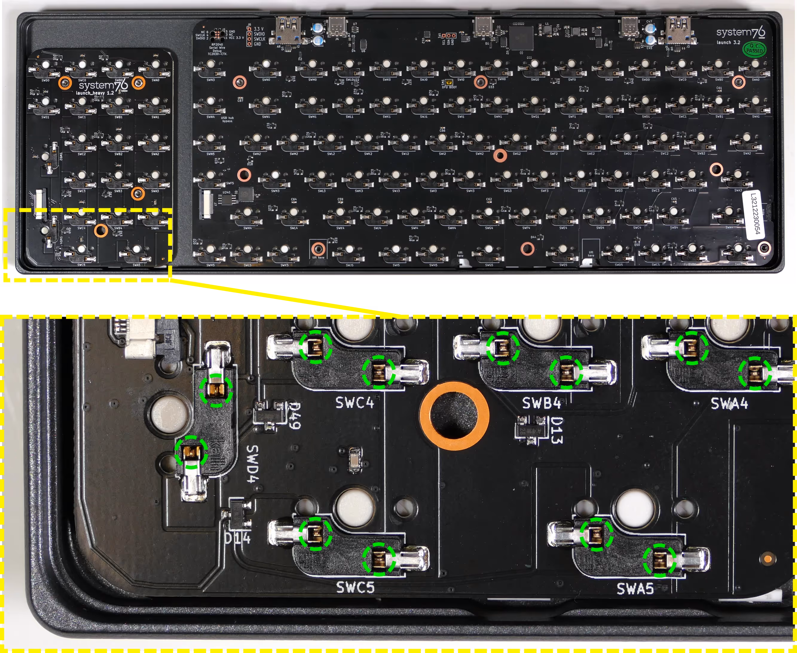 Switch pins visible through sockets
