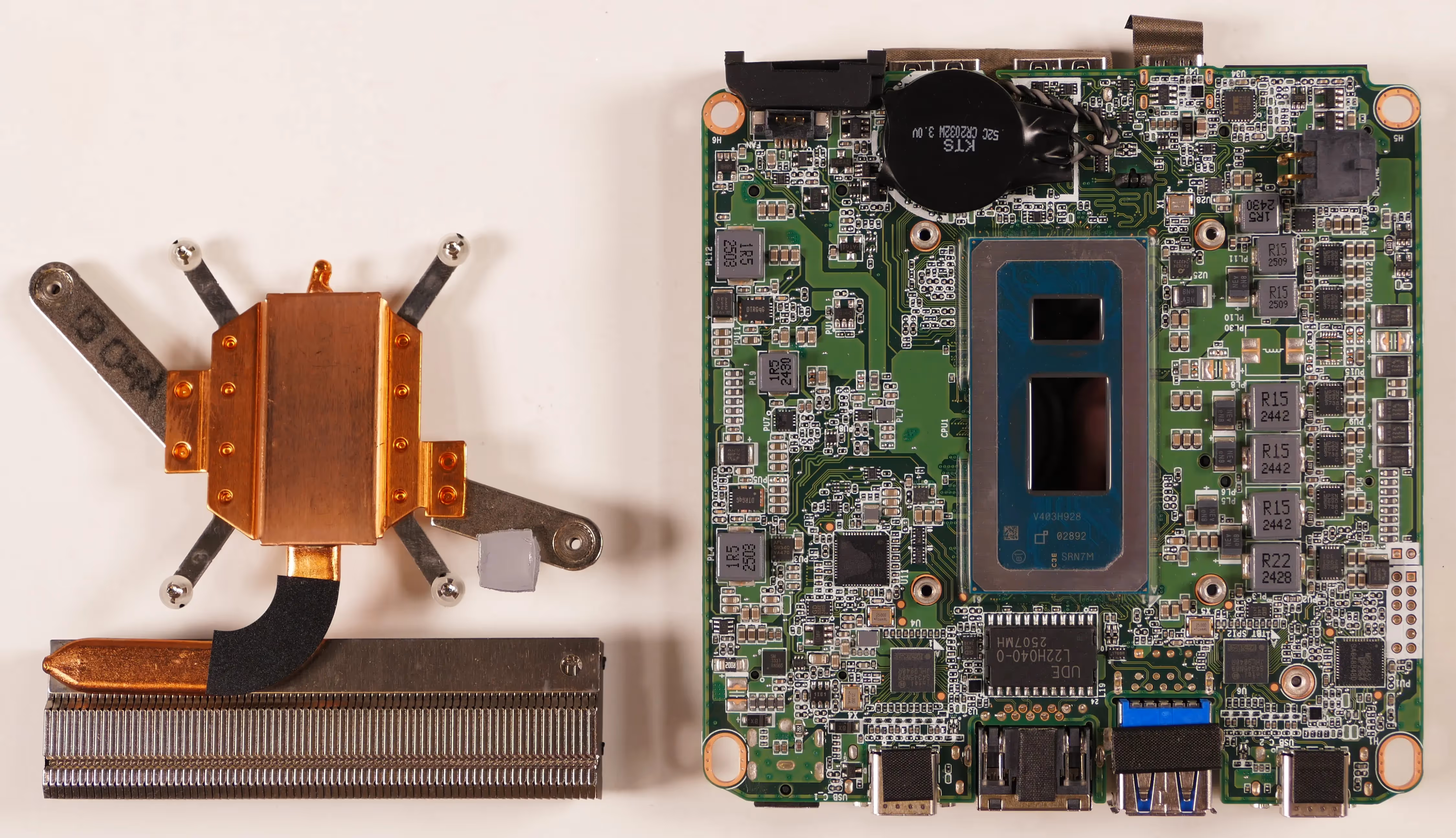 Motherboard and heatsink, after cleaning