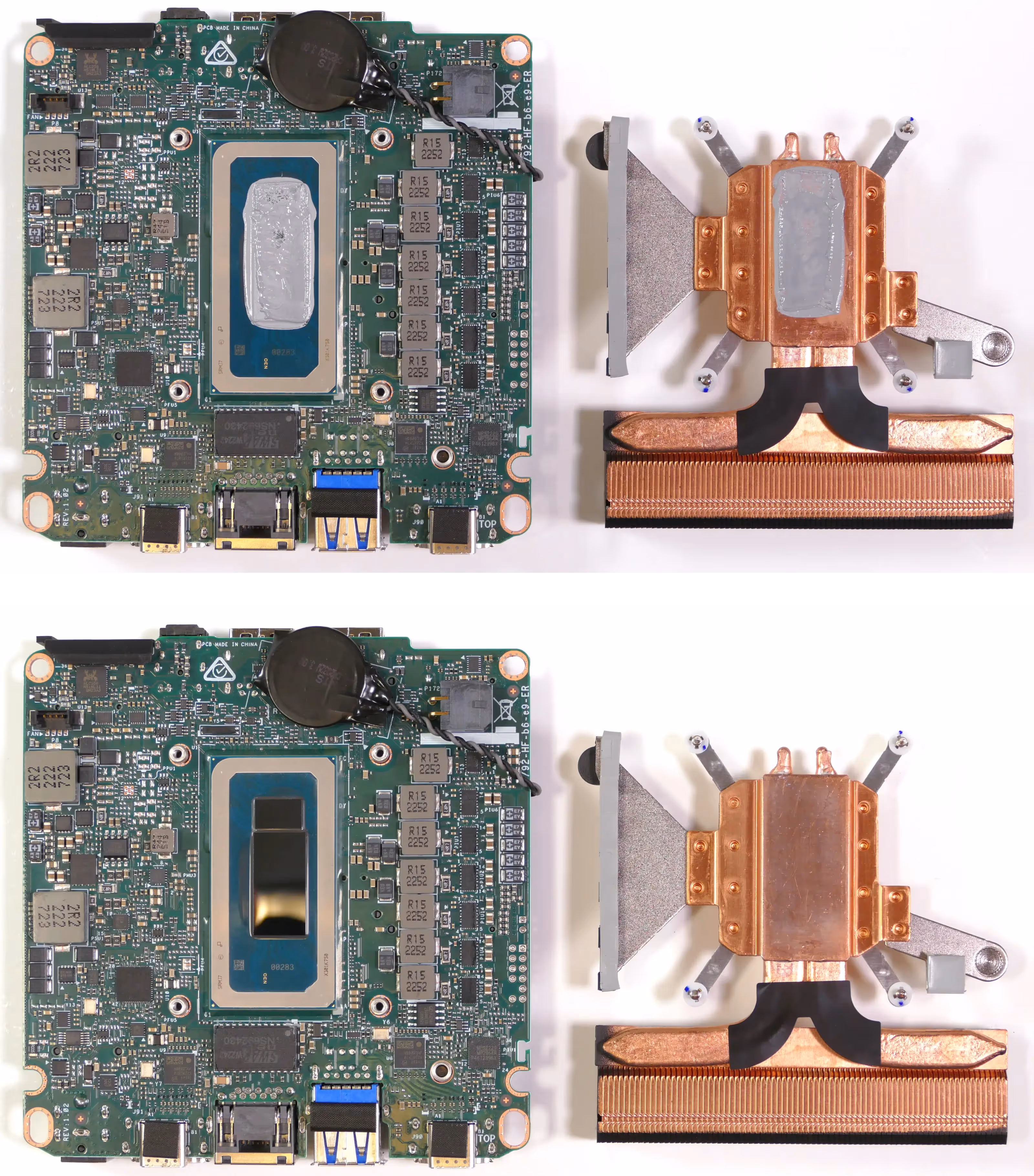 Heatsink and motherboard after cleaning