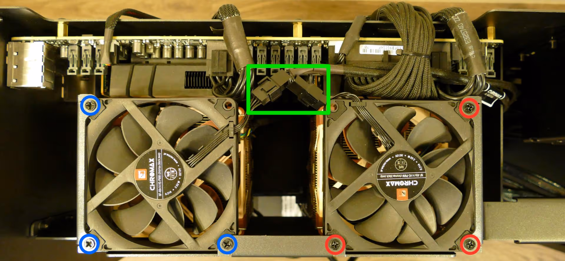 Top exhaust fan screws