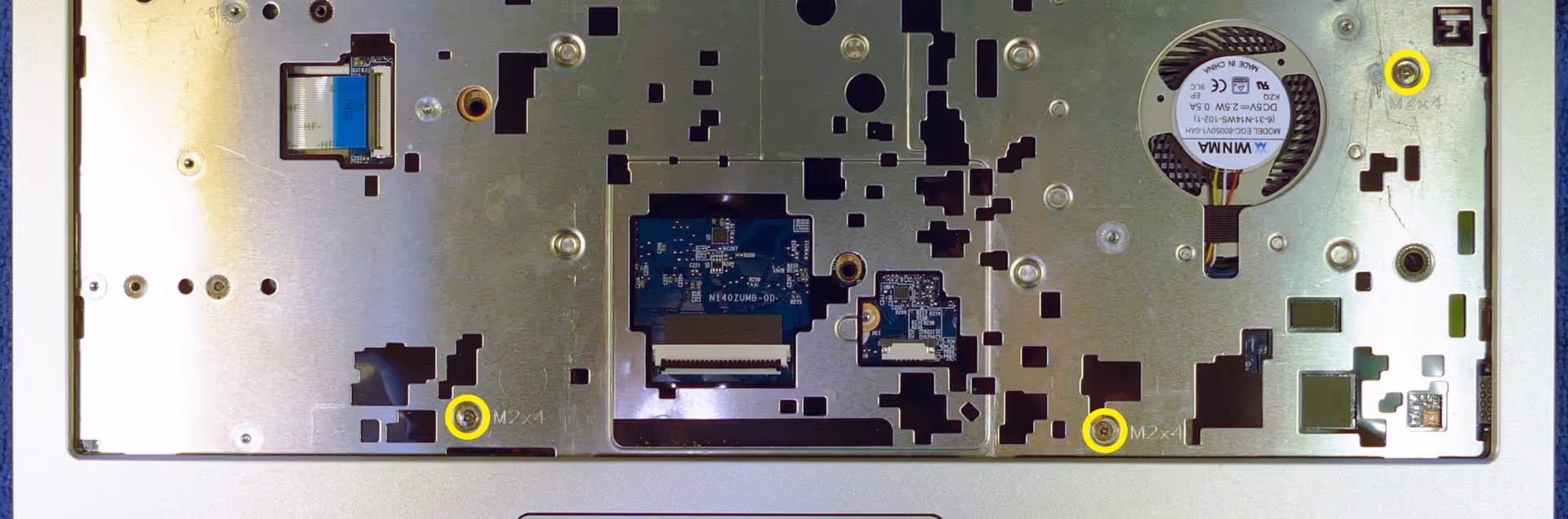 Under-keyboard screws
