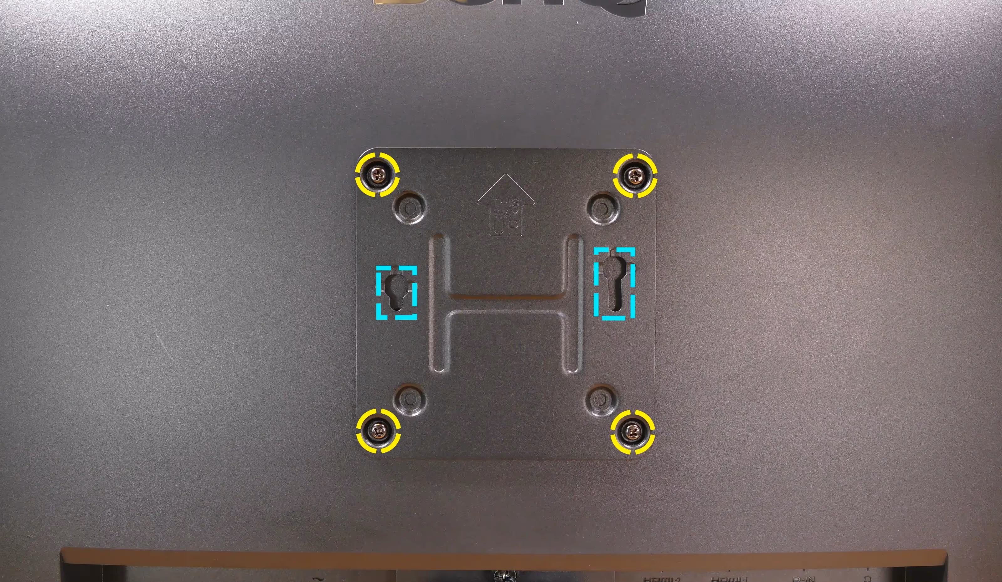 VESA mounting plate on display